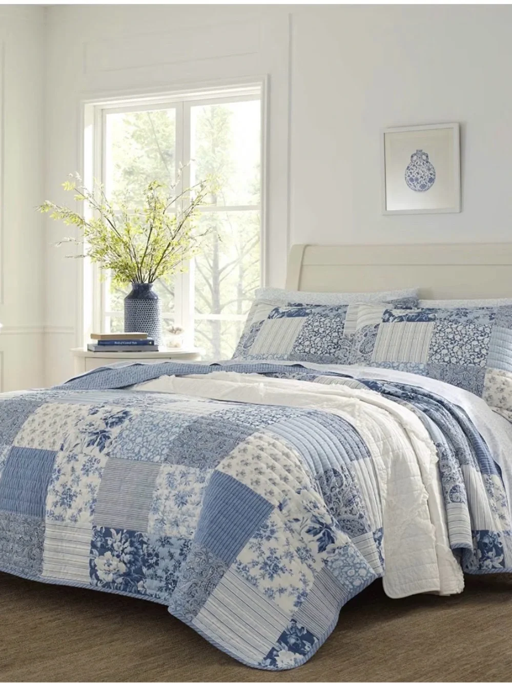 Blue Patchwork Floral king Quilt set by Laura Ashley